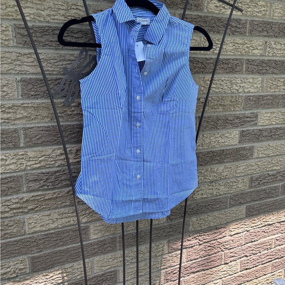 J.Crew Factory Sleeveless signature fit shirt in banker stripe, NWT - Picture 3 of 3